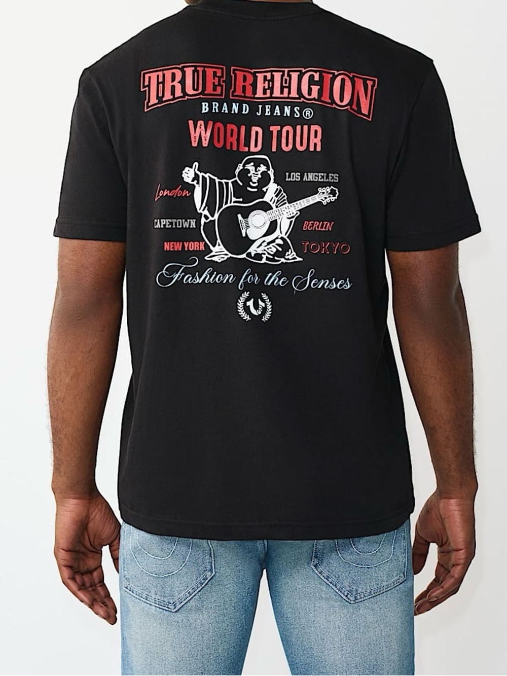True Religion Black Graphic 'World Tour' Backprint Tee